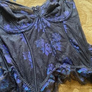 Savage X Fenty Black and Blue Lace Corset